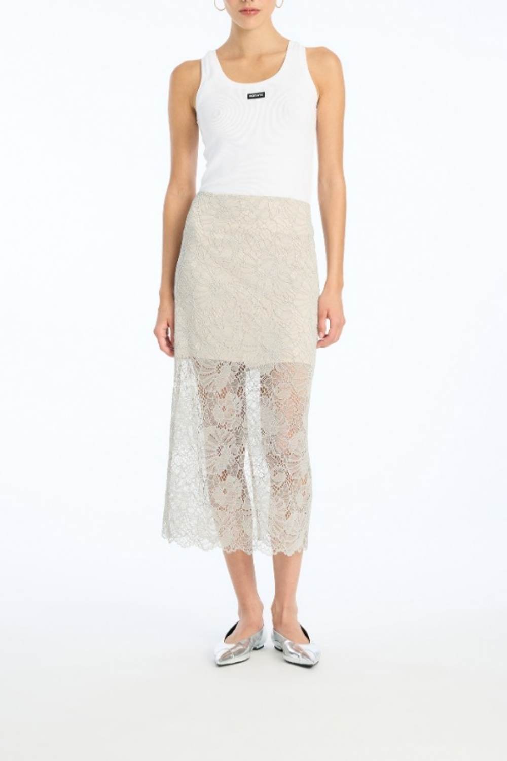 Bleistiftrock Flower Mesh