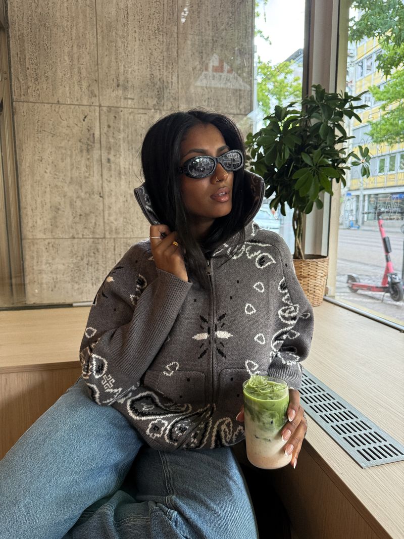 Zipper-Strickjacke Nora in Anthracite