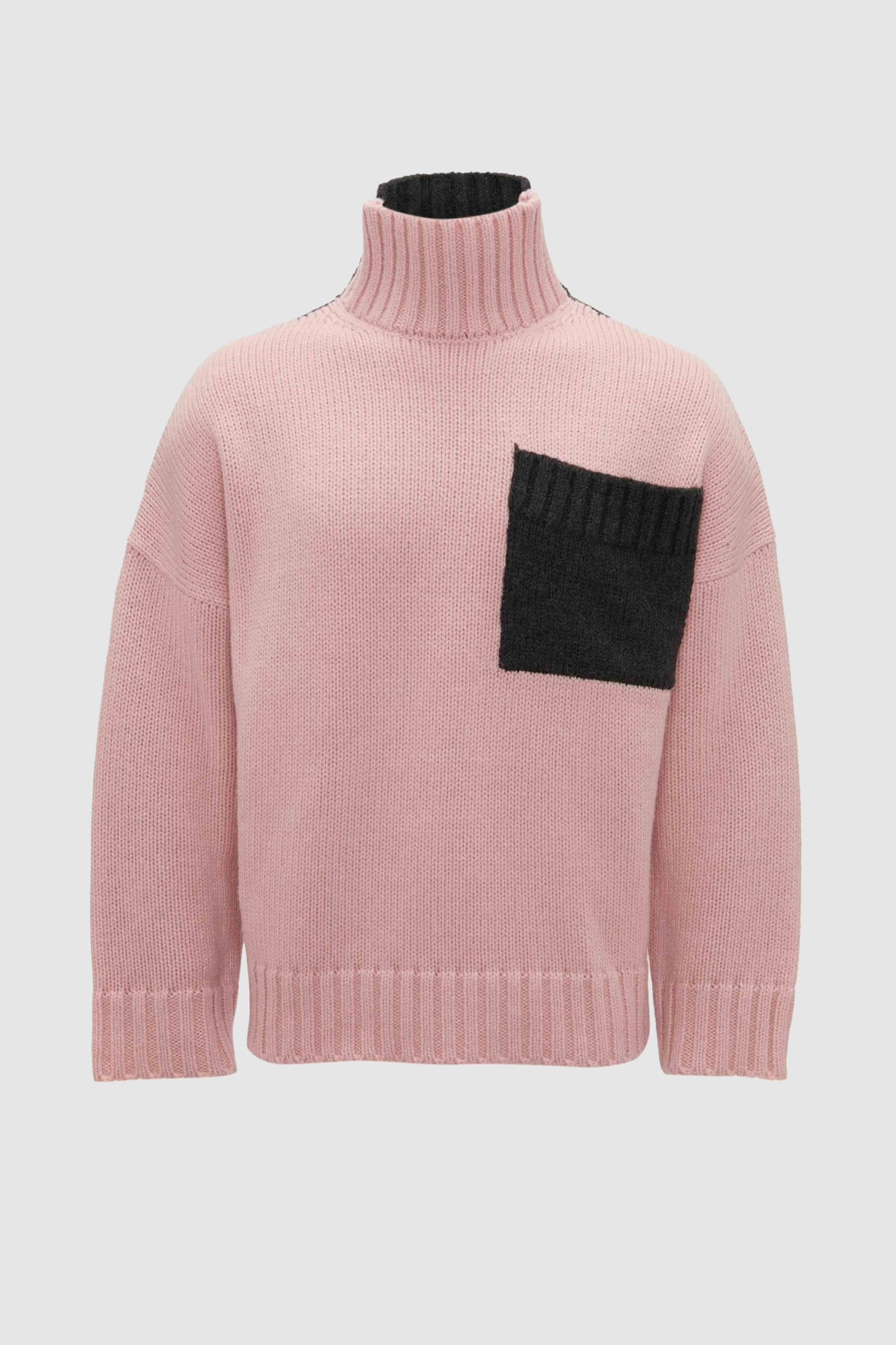 Contrast Patch Pocket Jumper Women Pink/ Grey