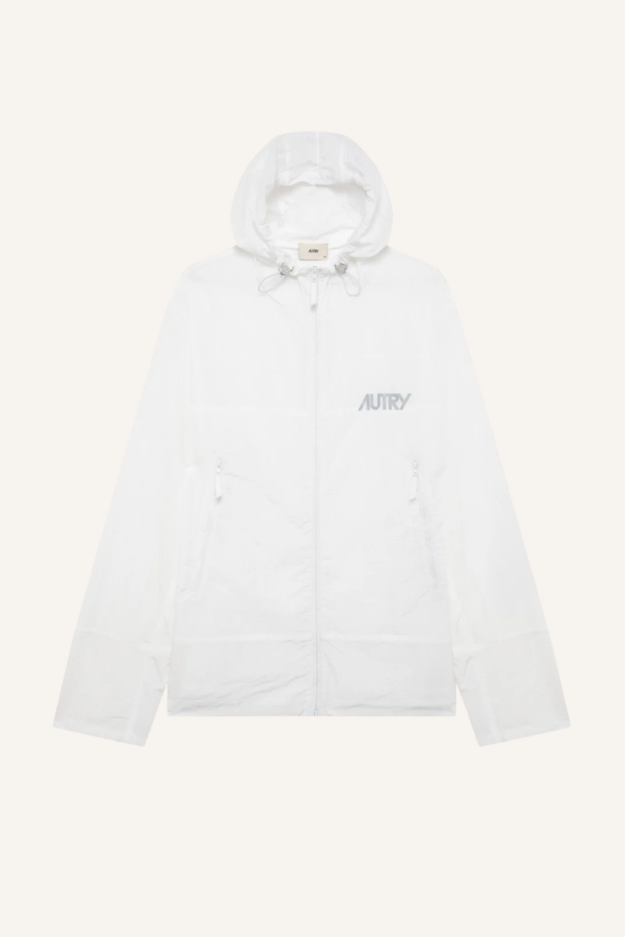 Unisex-Jacke aus strapazierfähigem Ripstop mit Kapuze, durchgehendem Reißverschluss und Transfer-Logo auf der Brust