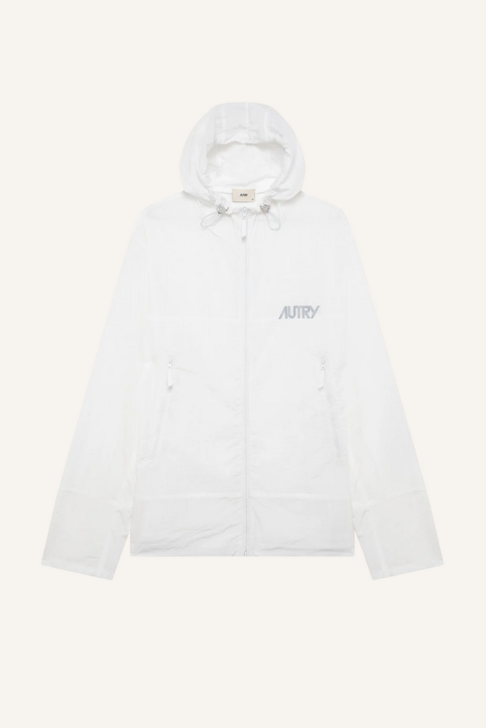 Unisex-Jacke aus strapazierfähigem Ripstop mit Kapuze, durchgehendem Reißverschluss und Transfer-Logo auf der Brust