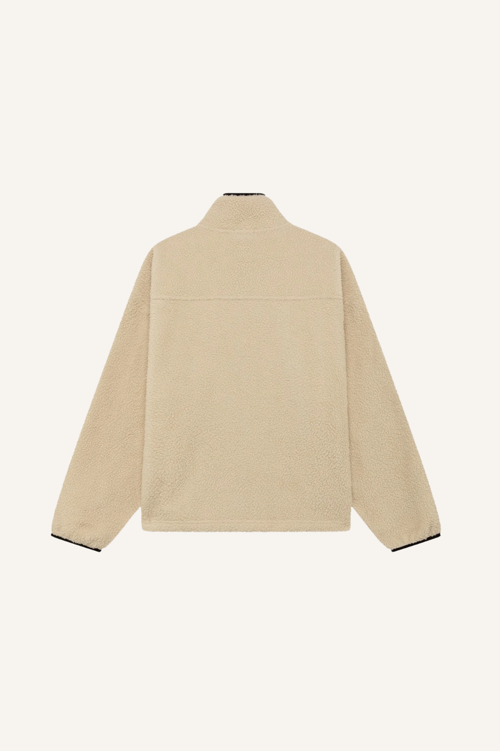Oversize Teddy-Jacke aus 100% Polyester mit durchgehendem Reißverschluss, Logo-Zipper, Logo-Stickerei und schwarzen Kontrastdetails