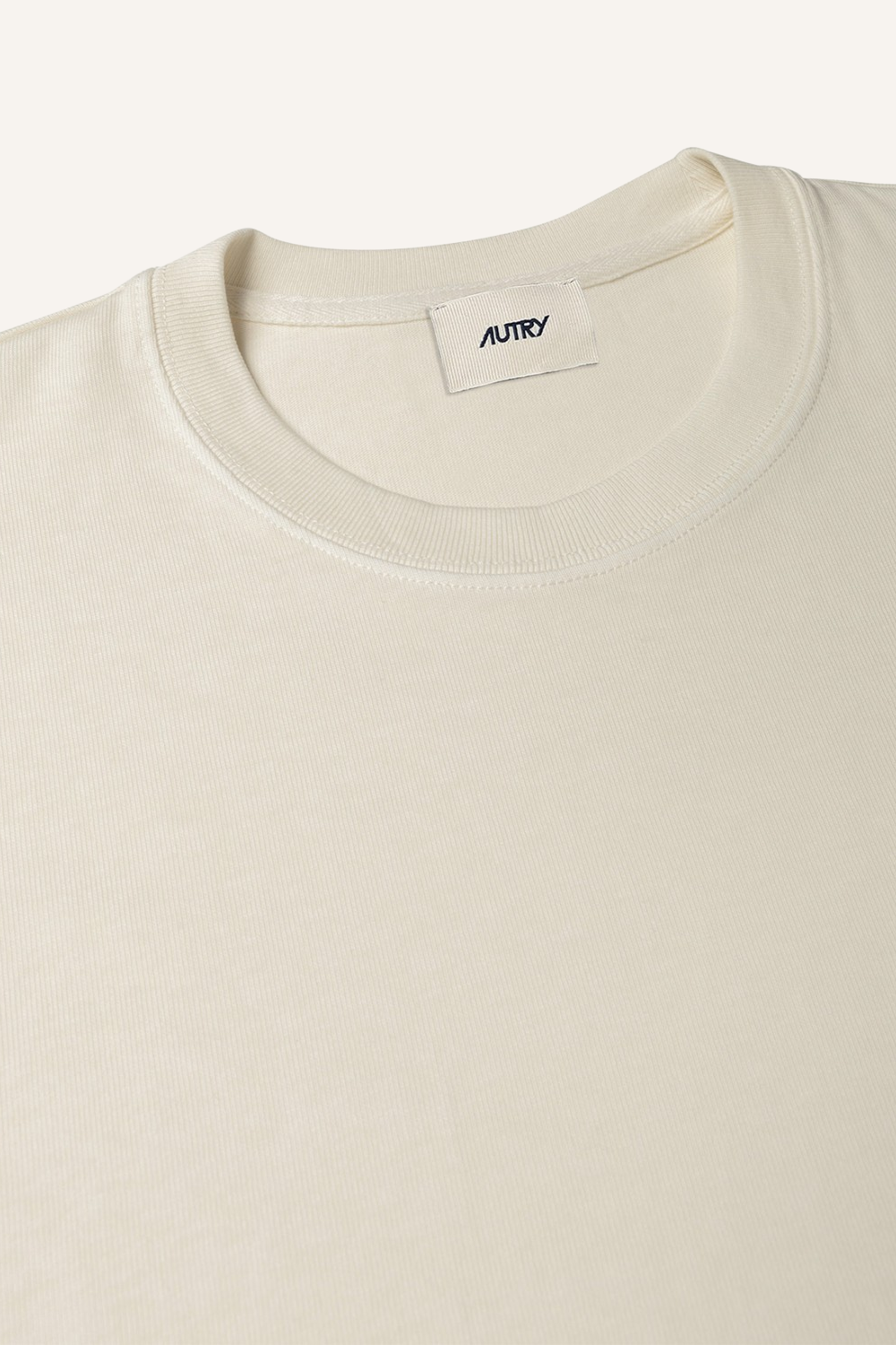 Rundhals-Sweatshirt aus reiner Baumwolle mit Rippstrick am Kragen, Doppelnähten und aufgenähtem Autry-Logo-Patch auf der Brust in hellblauer Farbe