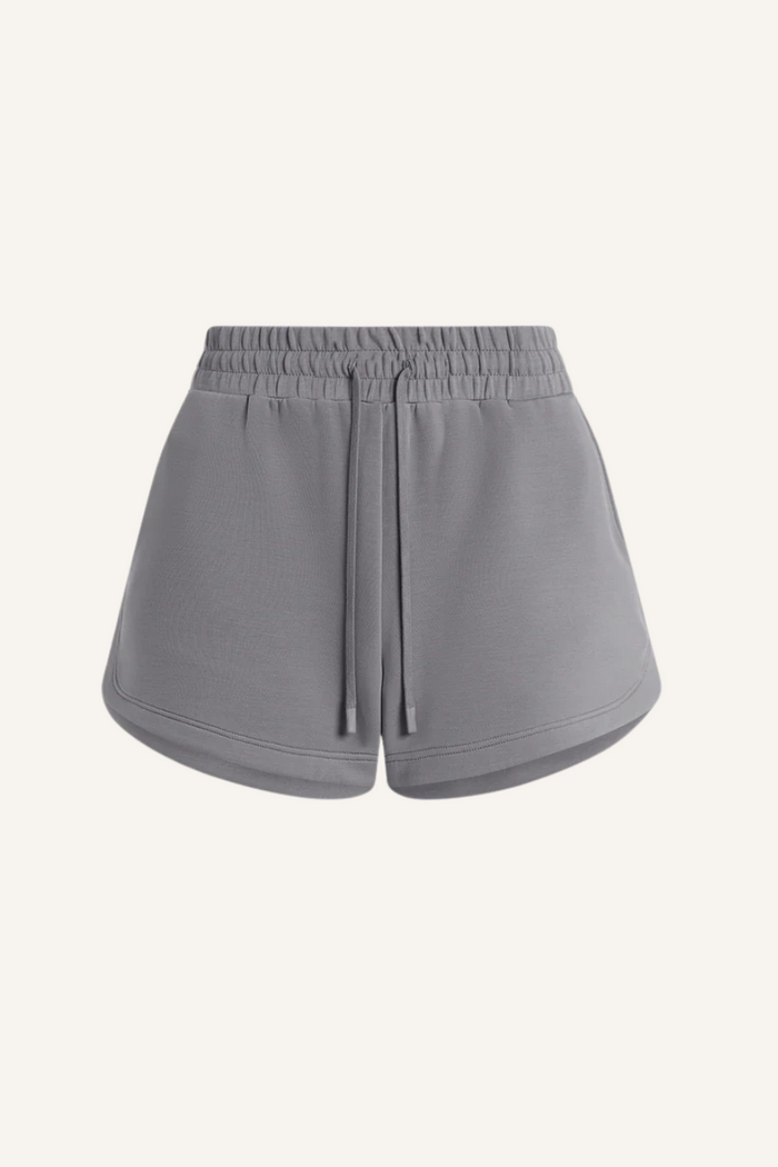 Figurbetonte High-Waist-Shorts mit schmalem, elastischem Bund und Kordelzug in babyblau