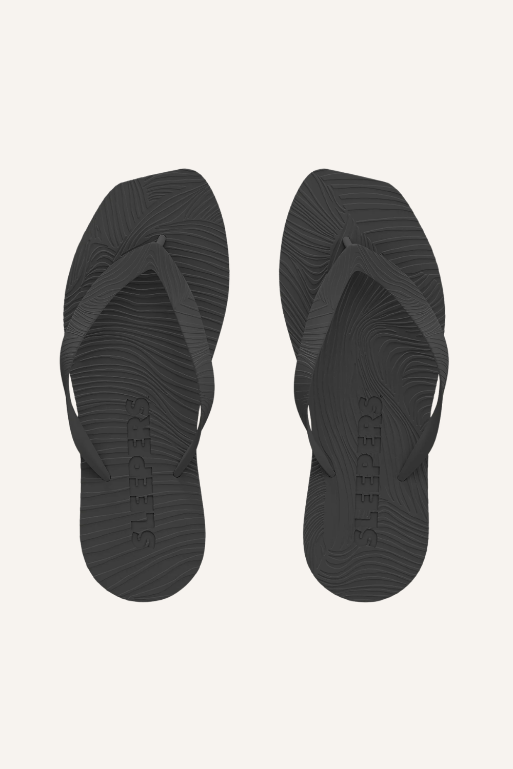 Schwarze Flip-Flop mit gewölbter Plateausohle und Riemen aus Naturkautschuk