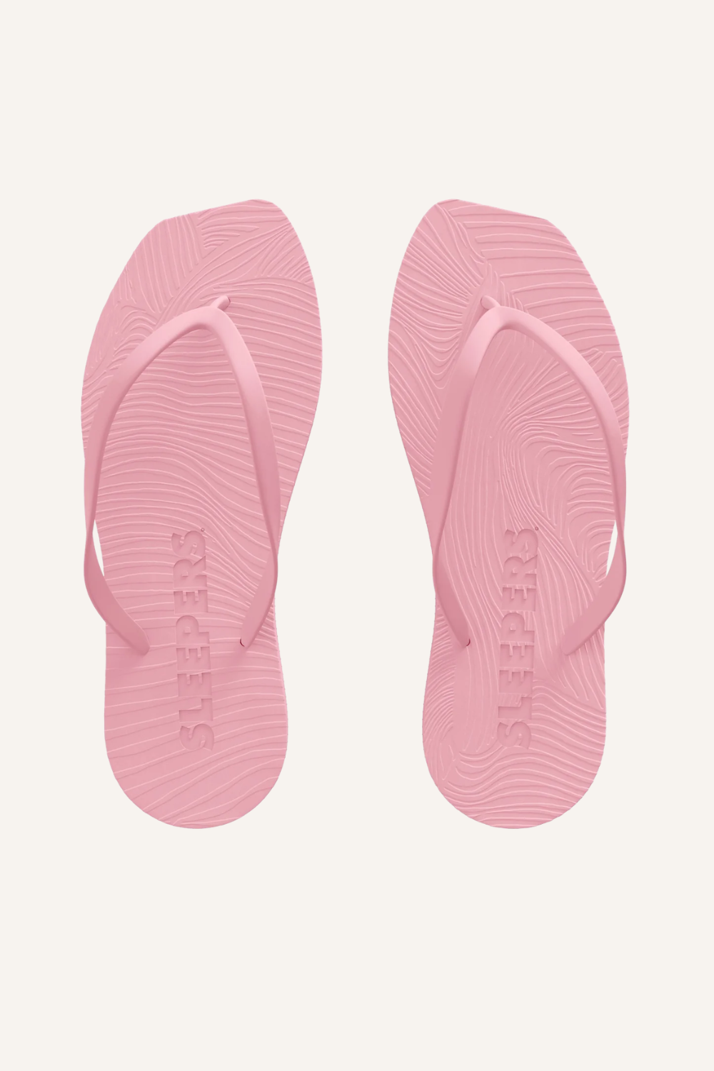 Rosa Flip-Flop mit klassischer Silhouette, gewölbter Plateausohle aus Naturkautschuk und schmalen Riemen zum Reinschlüpfen