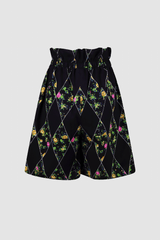 Bermuda Shorts With Flower Print Black