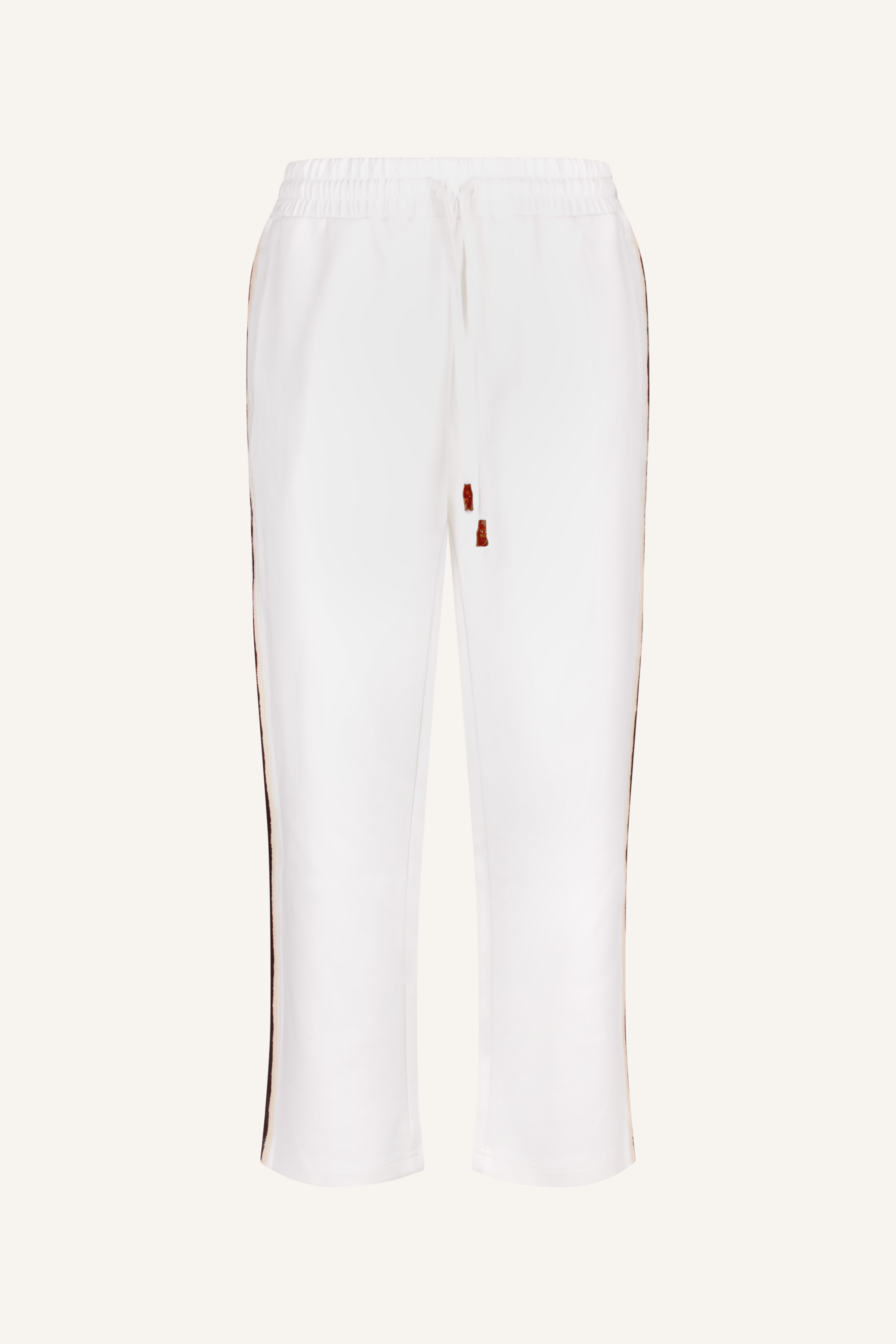 Weiße Monmare Teo Track Pants mit elastischem Bund, Kordelzug und geradem Bein