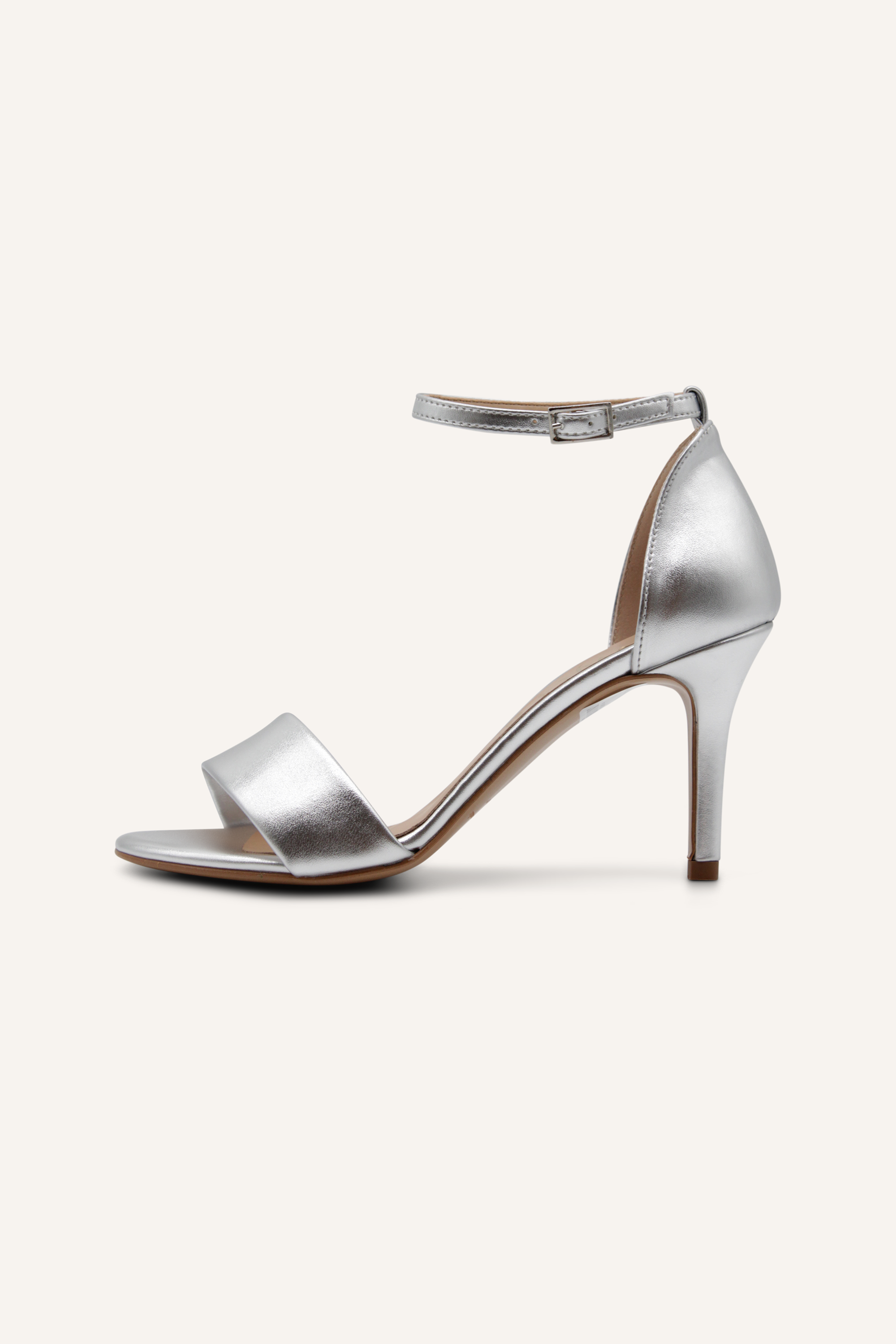 Sandalen Donna Argento aus metallisch-silberfarbenem Leder