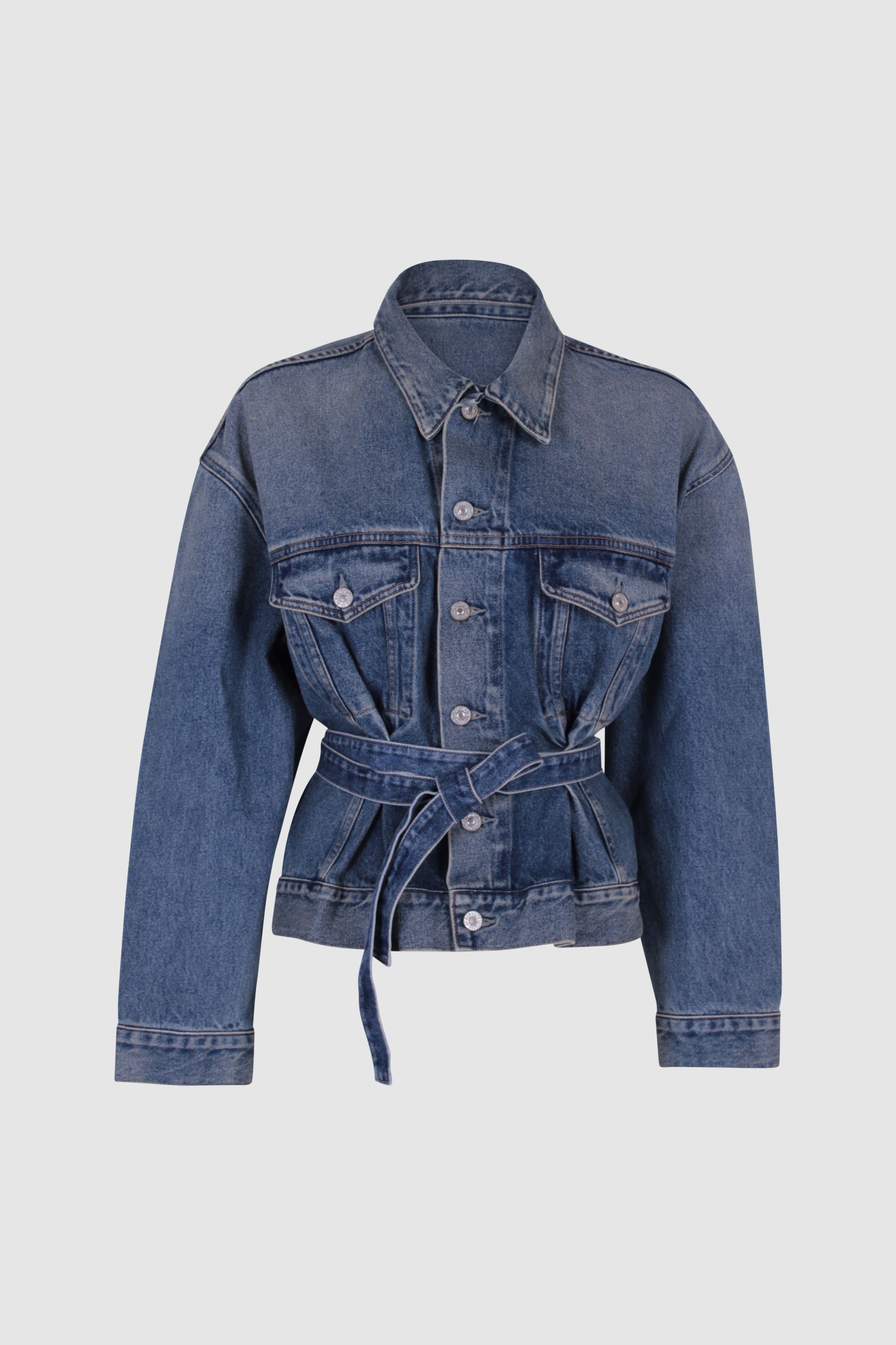 Leela Belted Denim Peplum Jacket