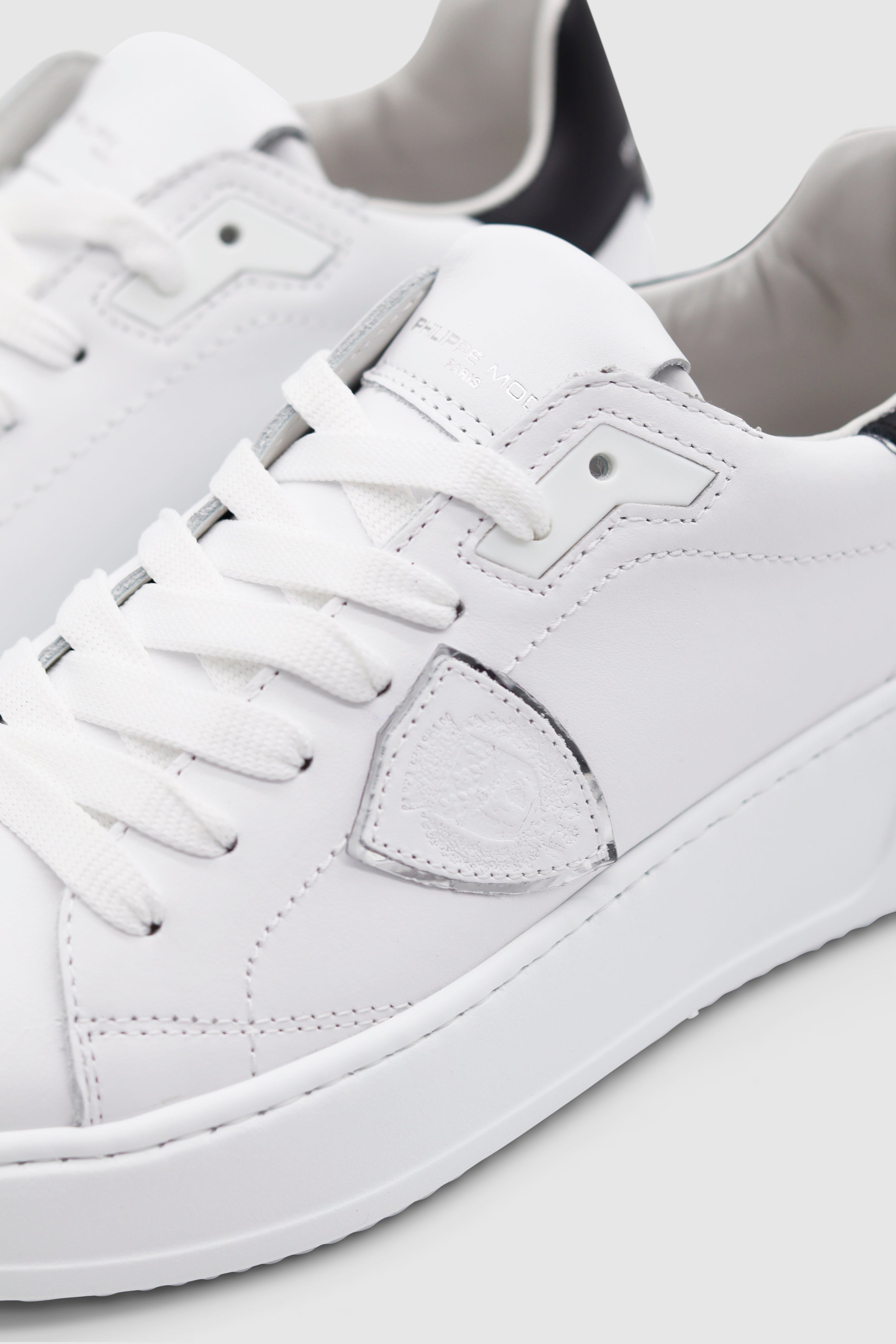 Tres Temple Low Sneaker Veau Blanc Noir