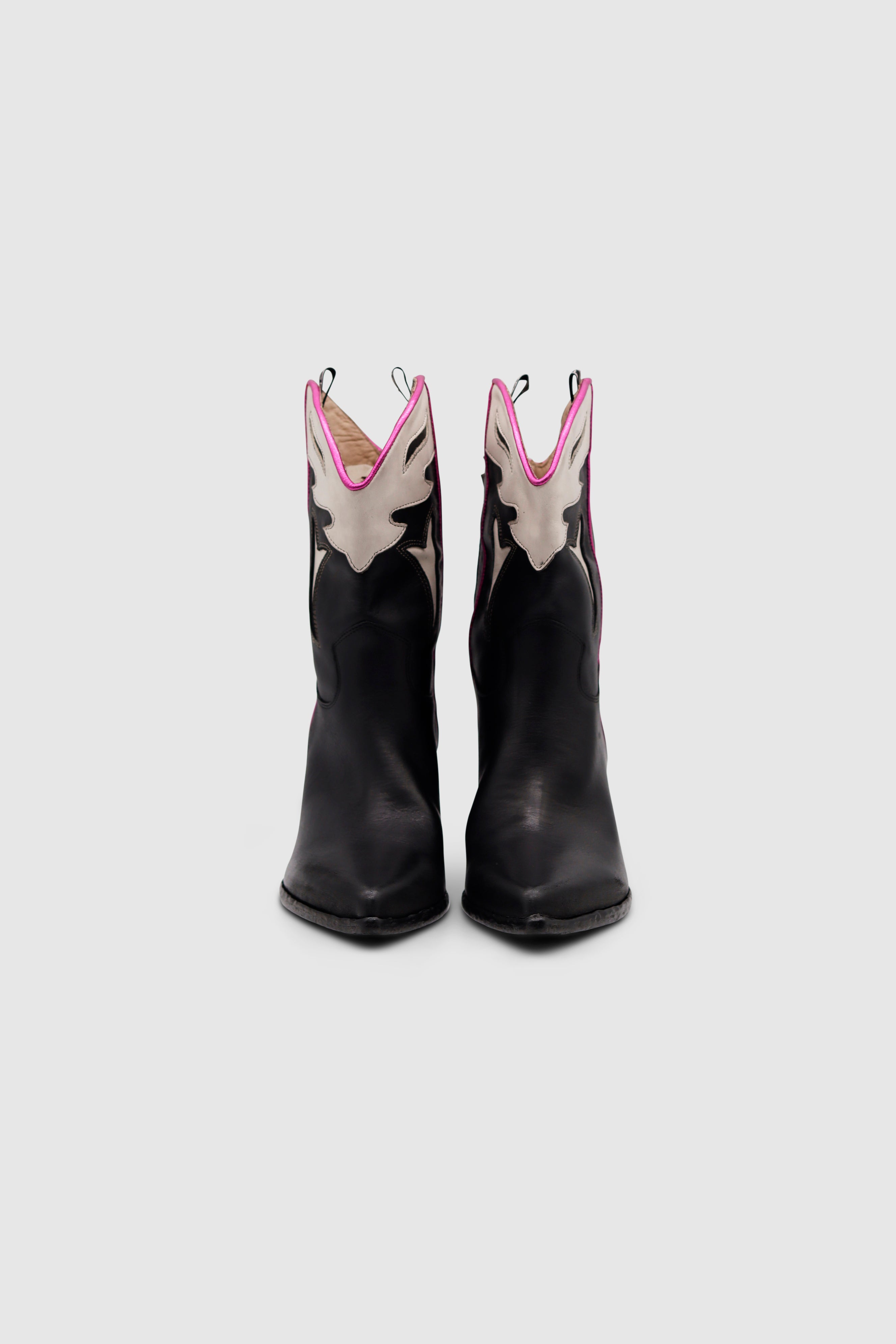 Cowboy Boots Wash Var. Nero/ Fuxia