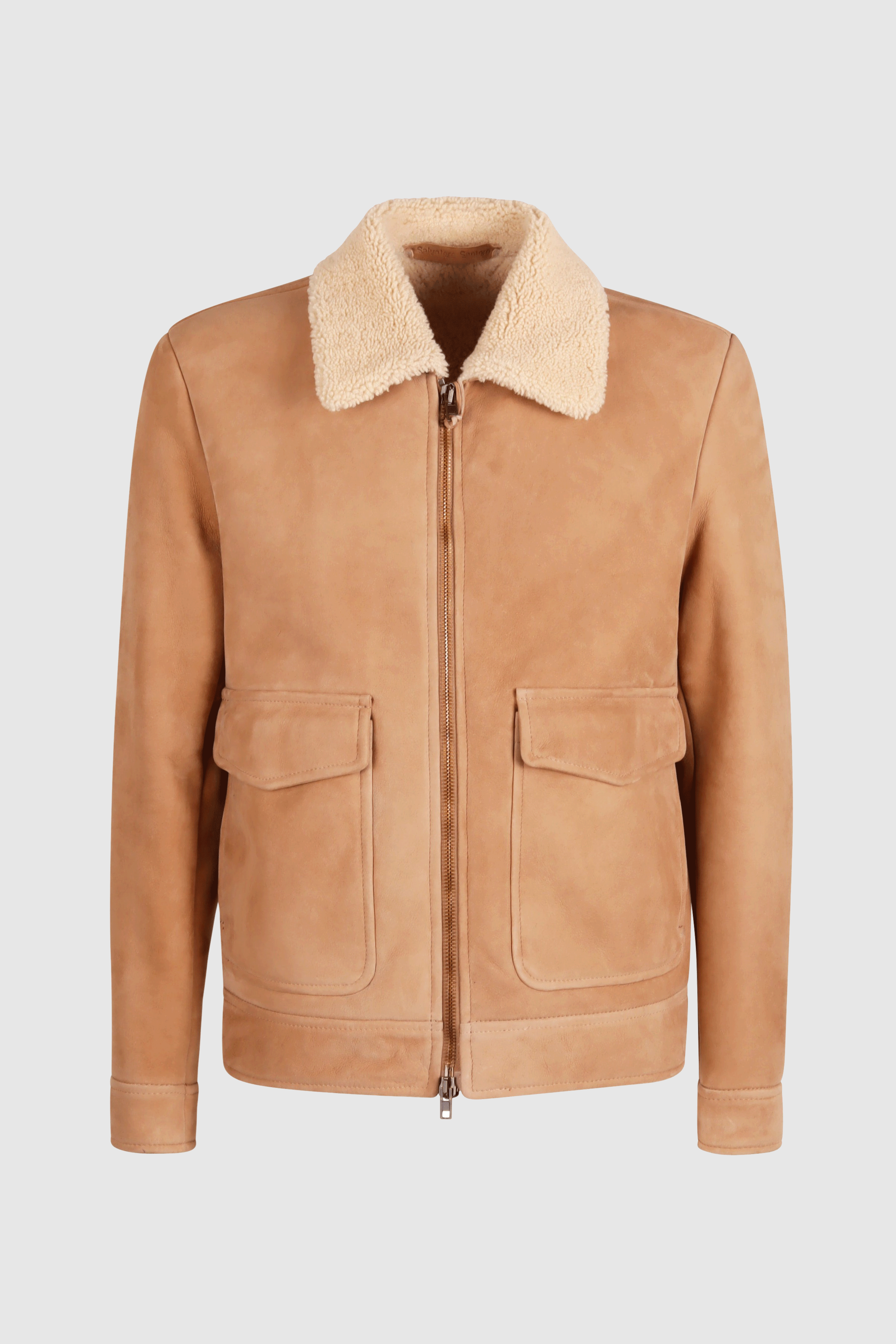 Fur Zip Jacket Beige