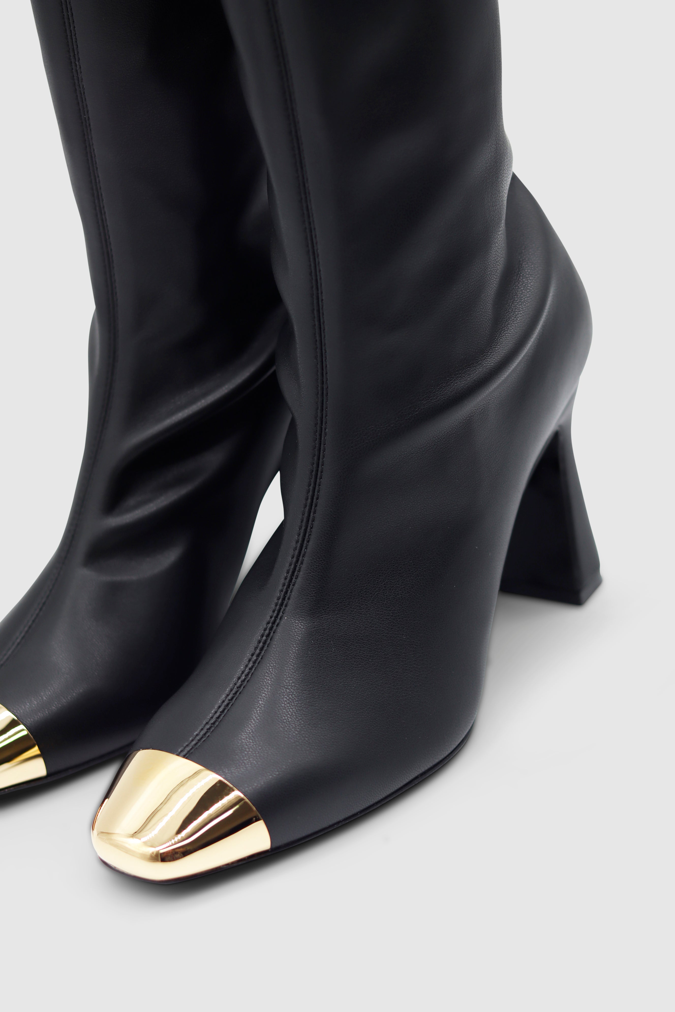 Ellia Metal Toe Cap Stretch Bootie Black