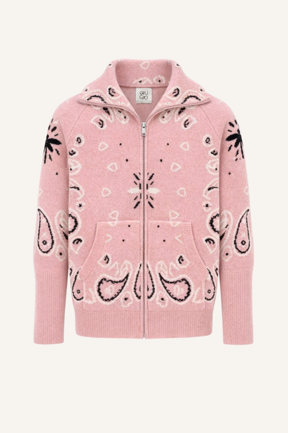 Zipper-Strickjacke Nora in Pink