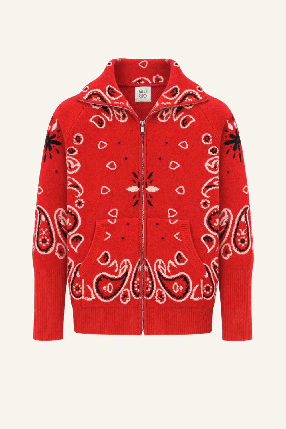 Zipper-Strickjacke Nora in Rot