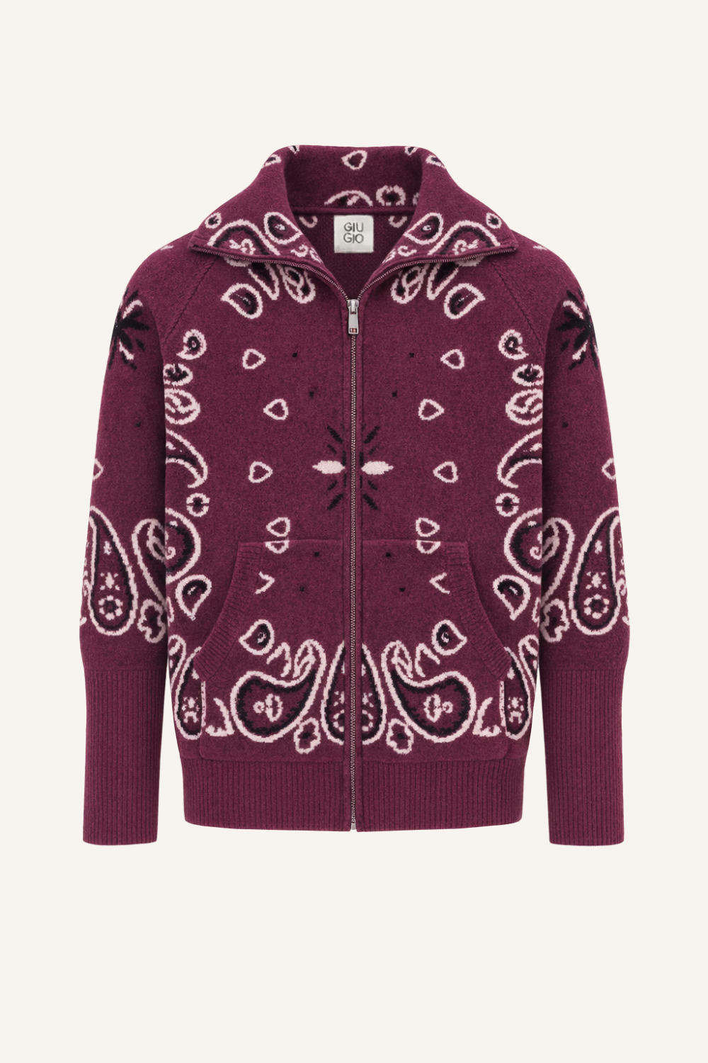 Zipper-Strickjacke Nora in Burgundy
