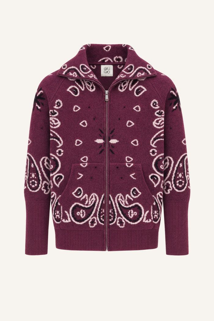 Zipper-Strickjacke Nora in Burgundy