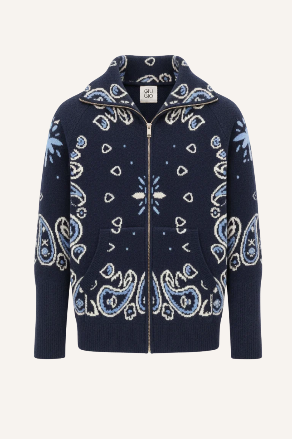 Zipper-Strickjacke Nora in Blau