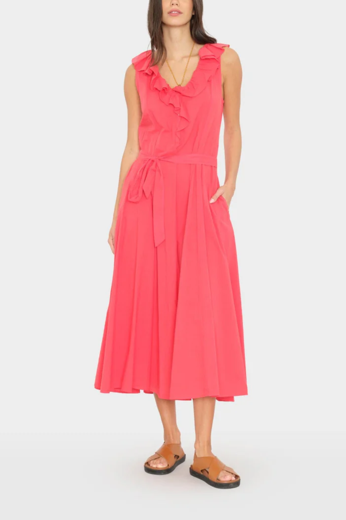 Ärmelloses Cassidy Midikleid aus Leichtem Baumwoll-Popeline