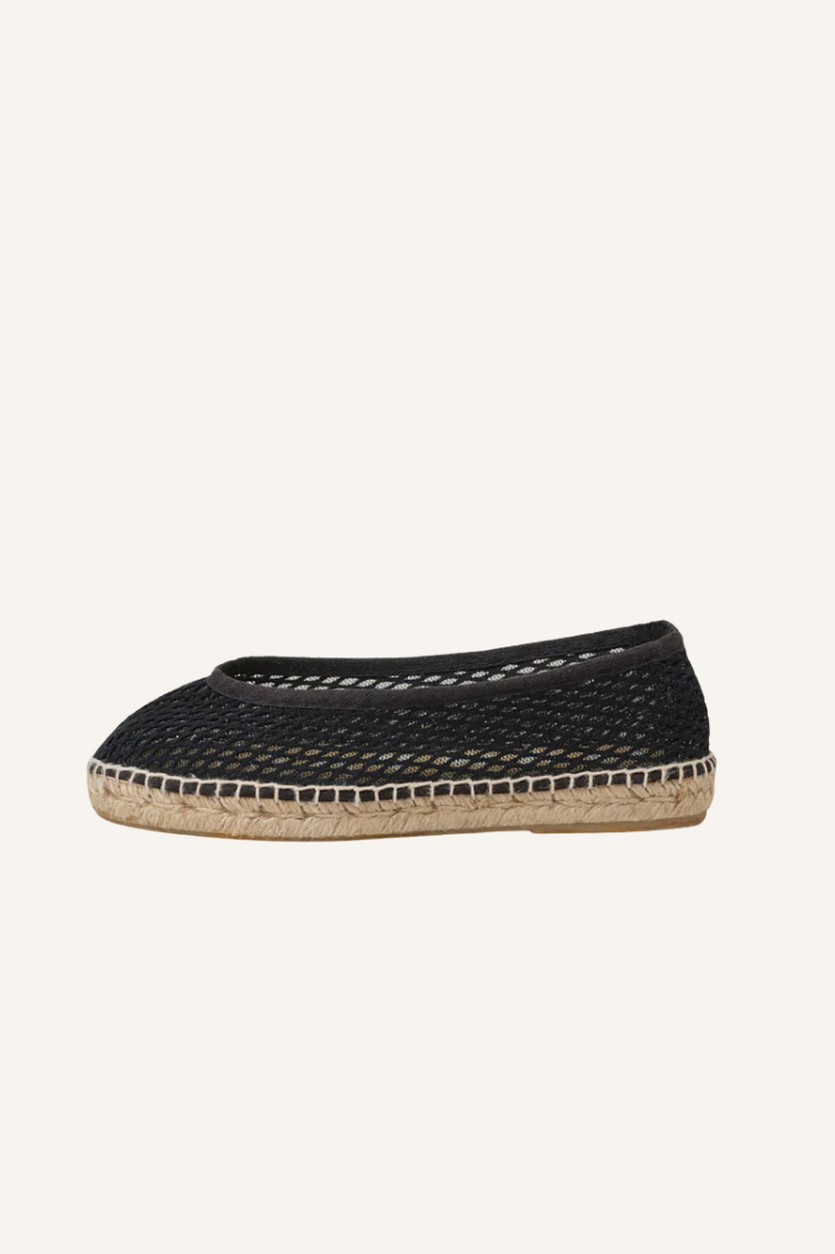 Espadrilles Ballet Flat aus Schwarzem Mesh