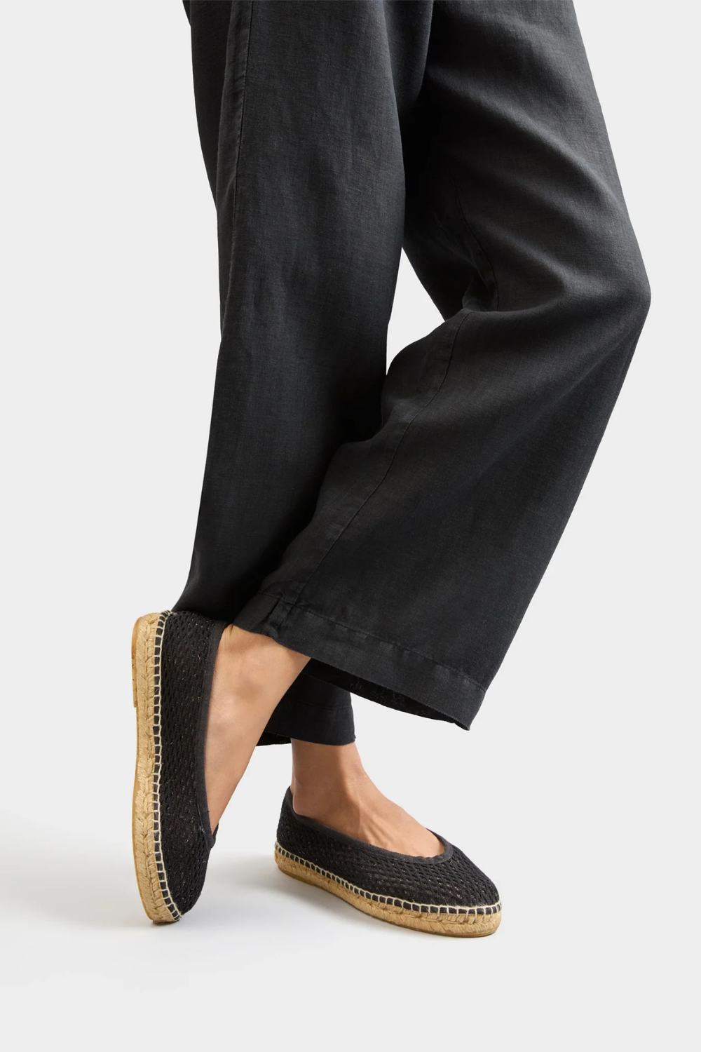 Espadrilles Ballet Flat aus Schwarzem Mesh