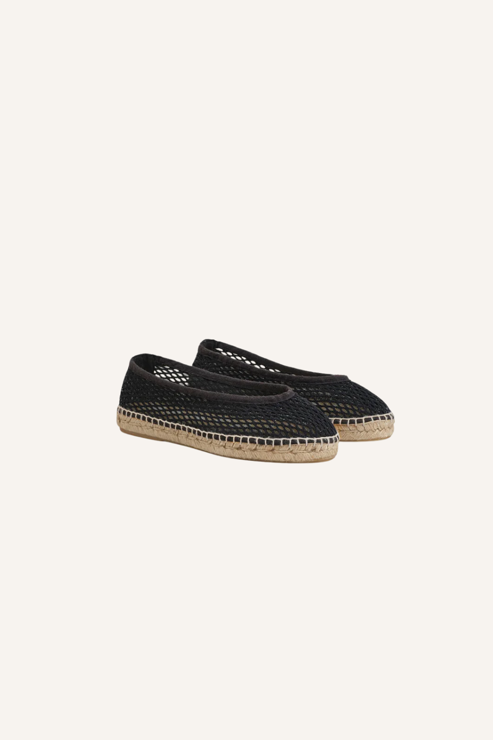 Espadrilles Ballet Flat aus Schwarzem Mesh