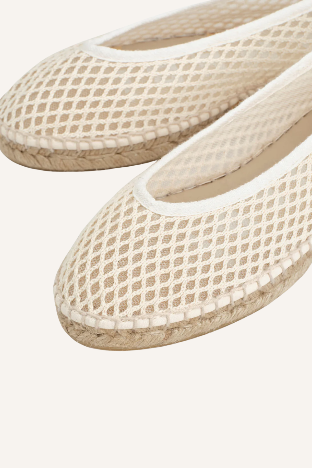 Espadrilles Ballet Flat aus Natürlichem weißem Mesh