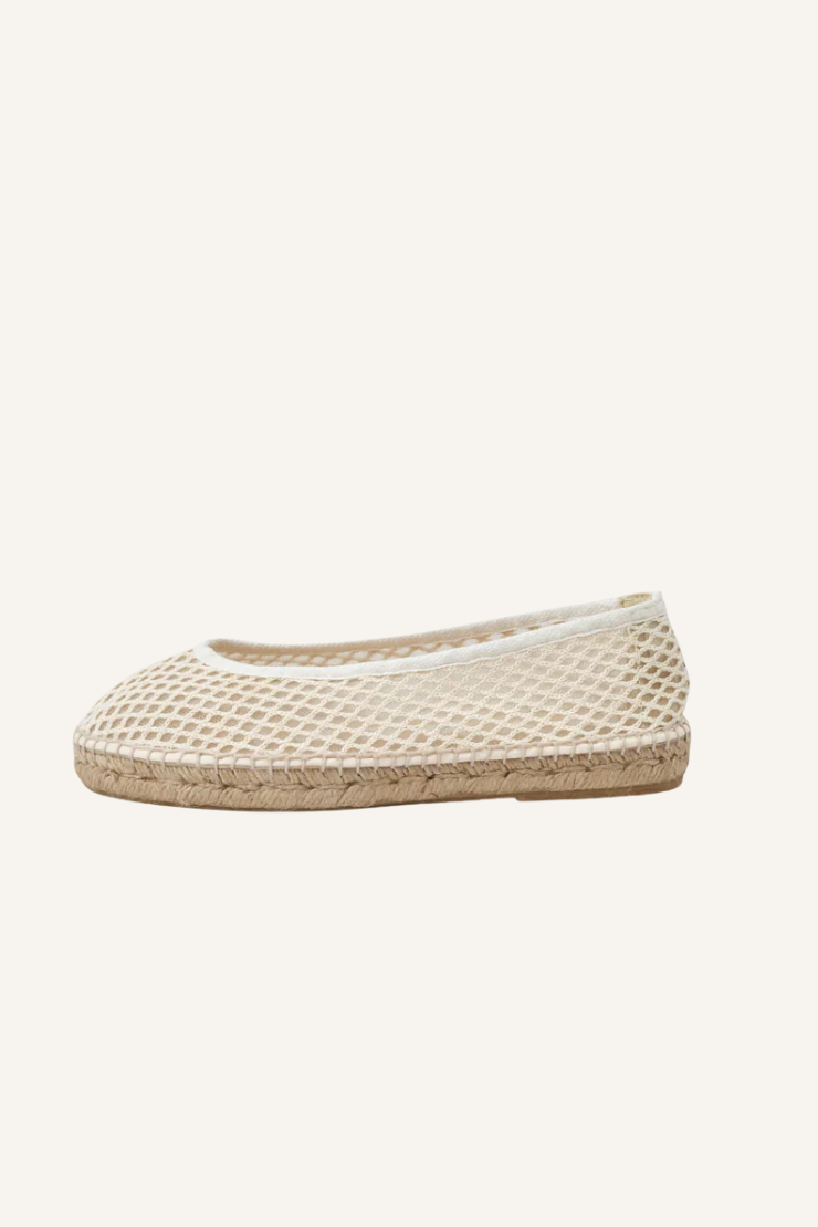 Espadrilles Ballet Flat aus Natürlichem weißem Mesh
