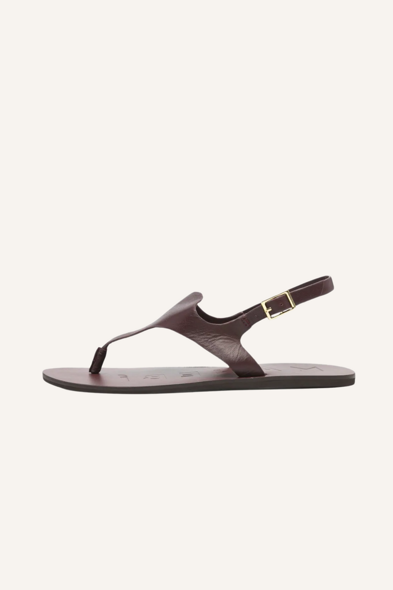 Slingback Thongs Sandalen aus Burgunderfarbenem Leder