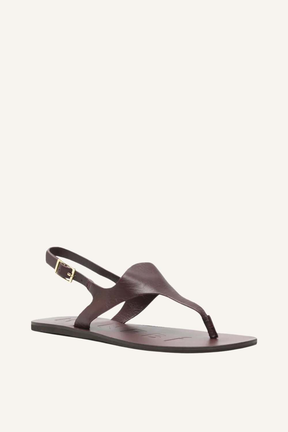 Slingback Thongs Sandalen aus Burgunderfarbenem Leder