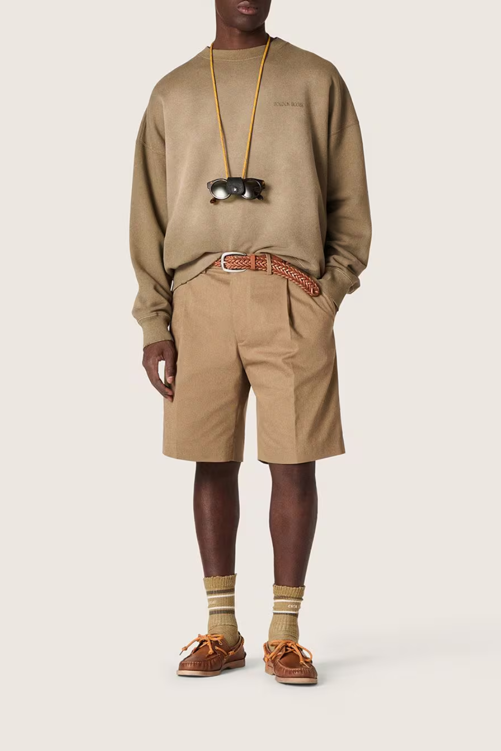 Khaki Socken mit Distressed-Details