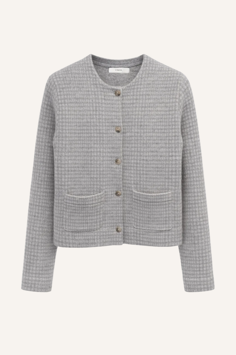 Cardigan Check Wolle und Kaschmir