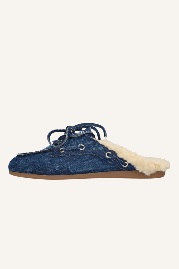 Boat Loafer Mule in Dark Blue