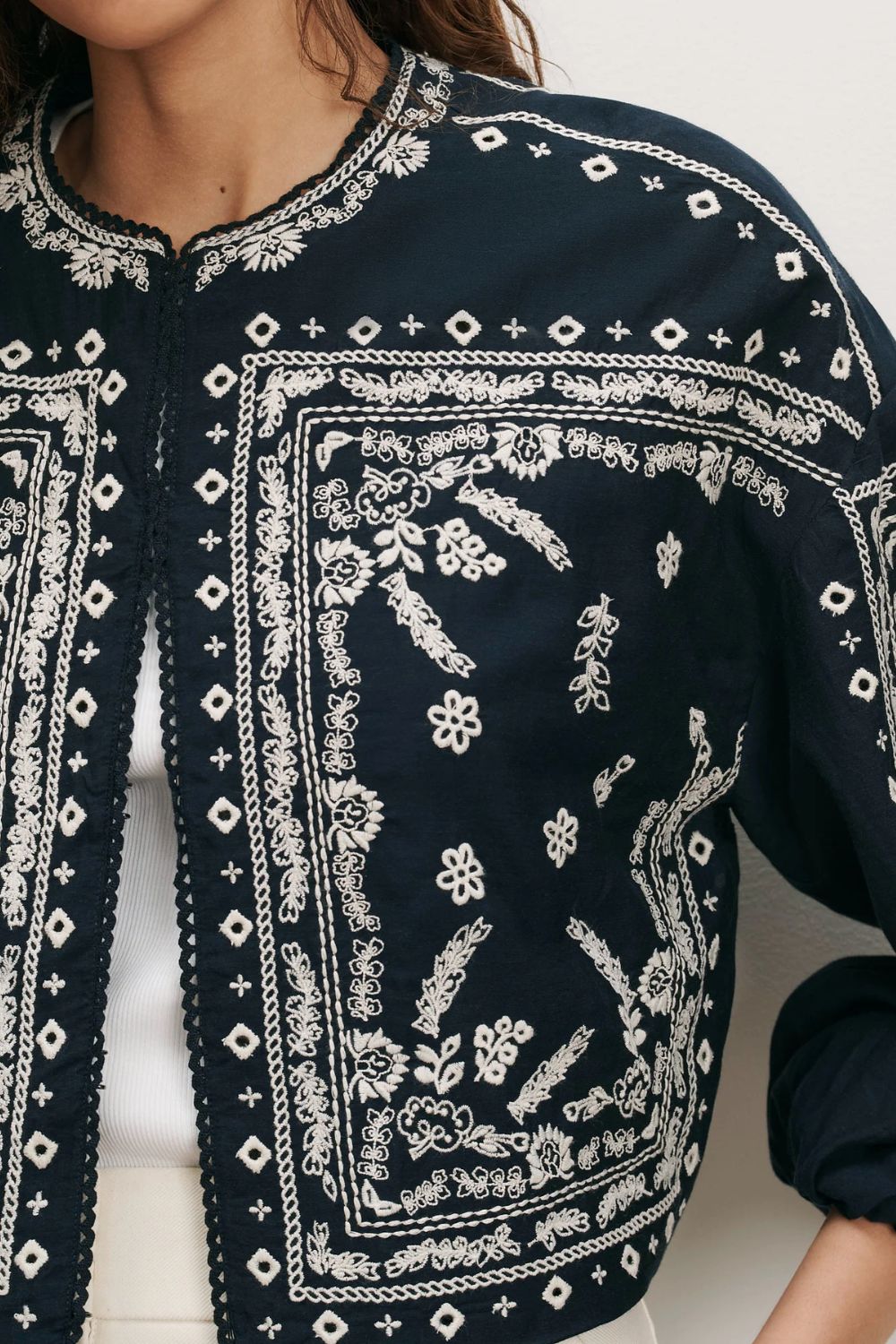 Cropped Bubble-Jacke aus Baumwollmix