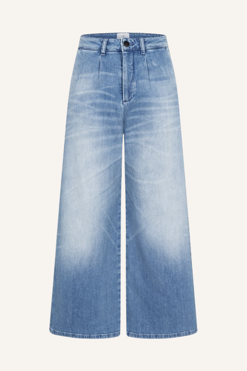 Weite Jeans mit mittlerer Bundhöhe, verdecktem Reißverschluss, Eingrifftaschen und Washed-Out-Look