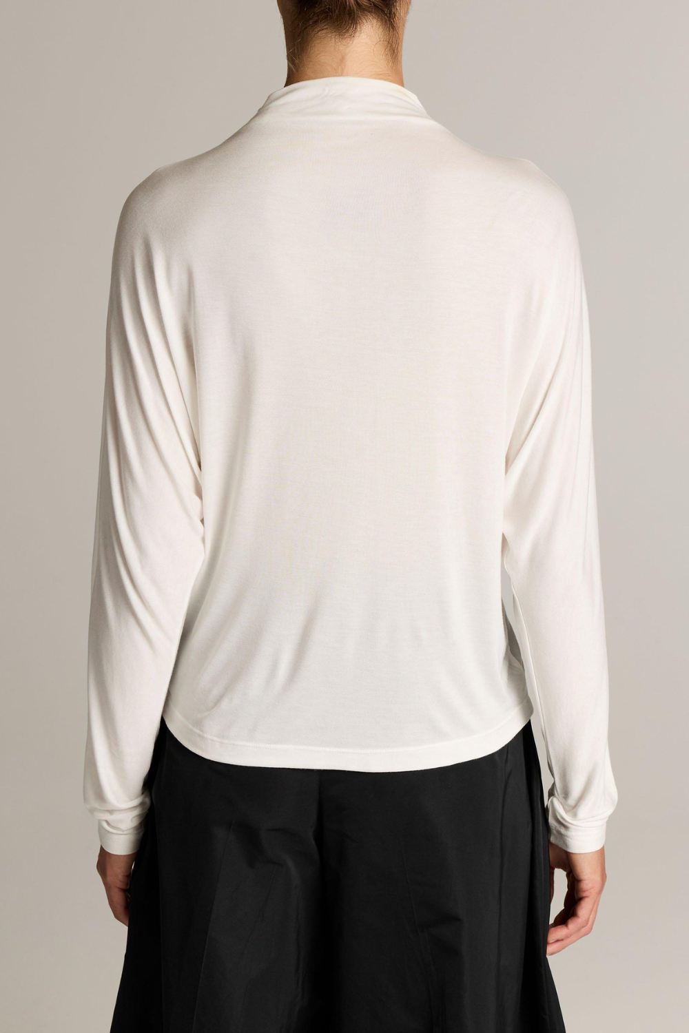 Longsleeve Draped Funnel-Neck in Ivory