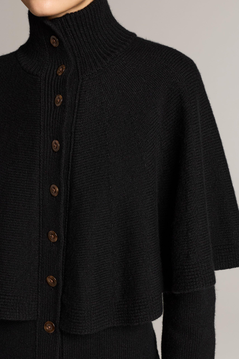 Cardigab Turtleneck Cape in Black