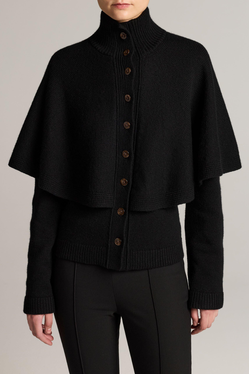 Cardigab Turtleneck Cape in Black