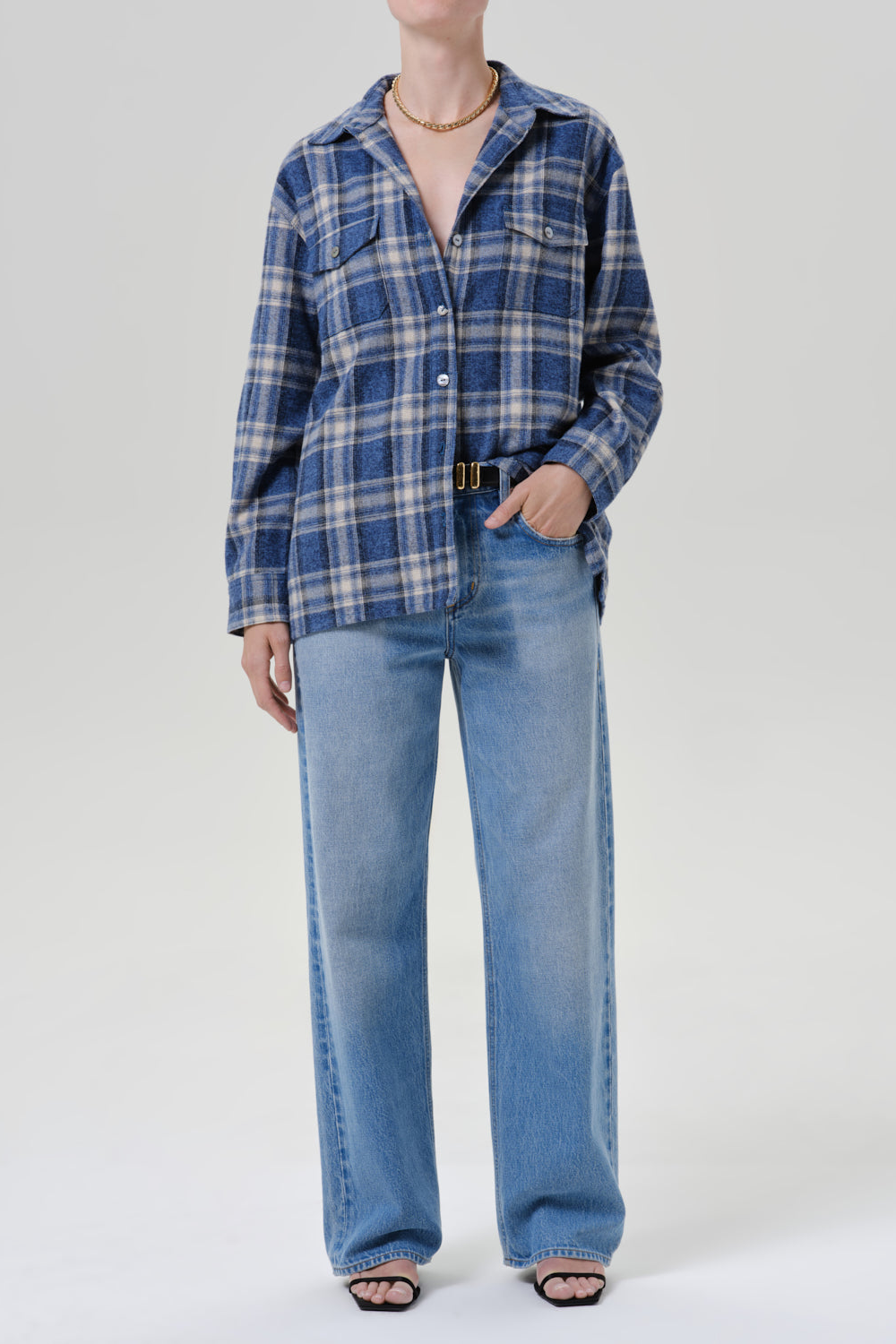 Hemd Vintage Long Button in Marina Plaid