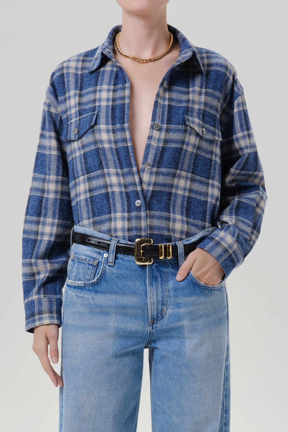Hemd Vintage Long Button in Marina Plaid