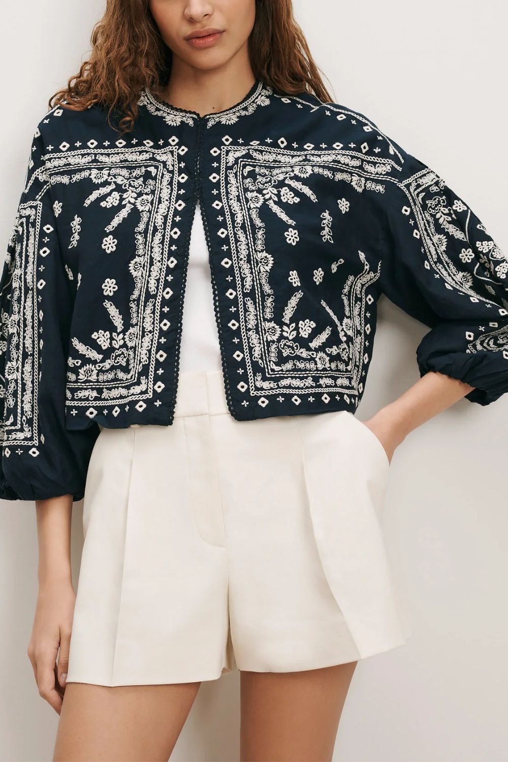 Cropped Bubble-Jacke aus Baumwollmix