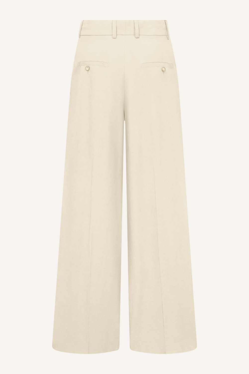 Elegante Hose mit weitem Bein, hoher Leibhöhe, seitlichen Eingriffstaschen, Leistentaschen hinten mit Knopf und verstellbarem Innenbund