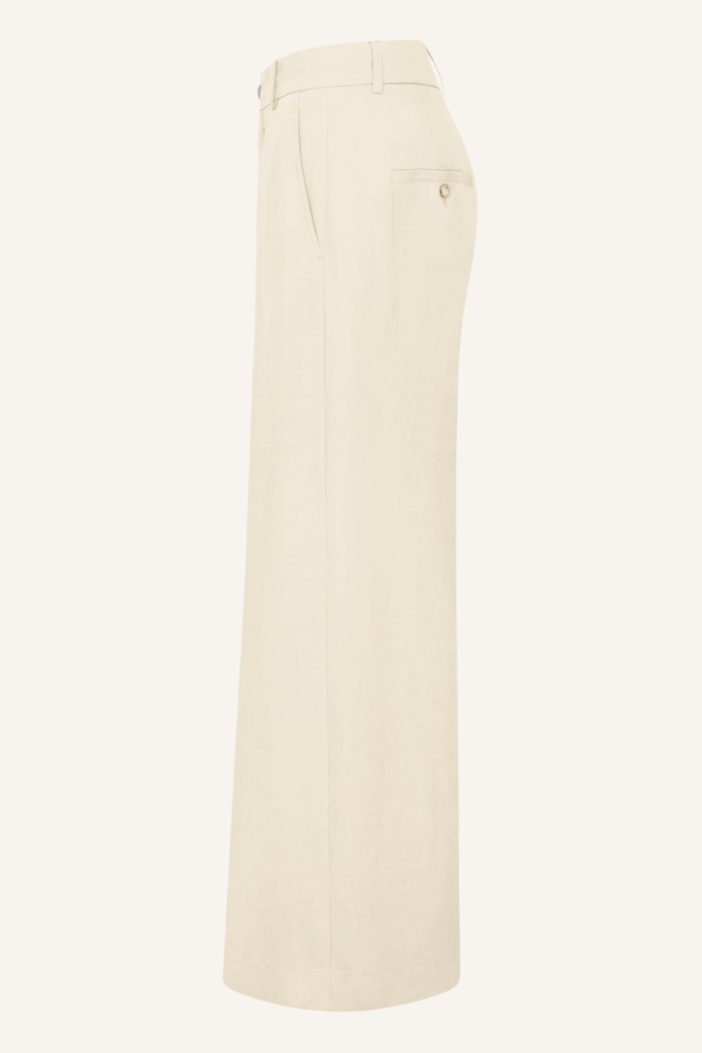 Elegante Hose mit weitem Bein, hoher Leibhöhe, seitlichen Eingriffstaschen, Leistentaschen hinten mit Knopf und verstellbarem Innenbund