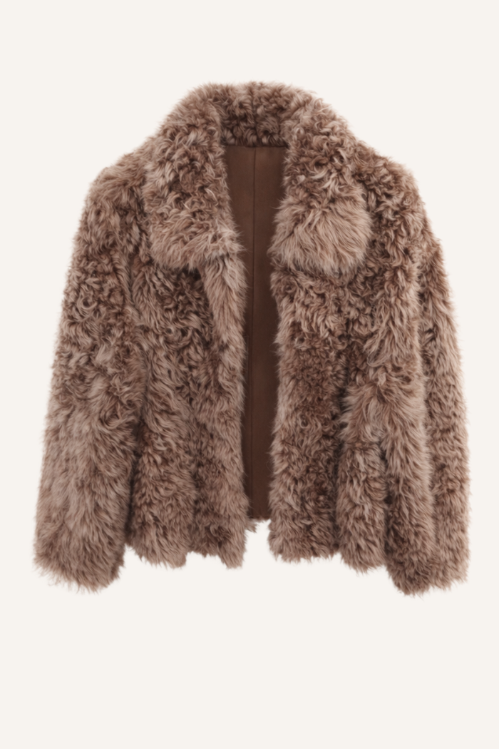 Jacke Pile in Golden aus Lammleder
