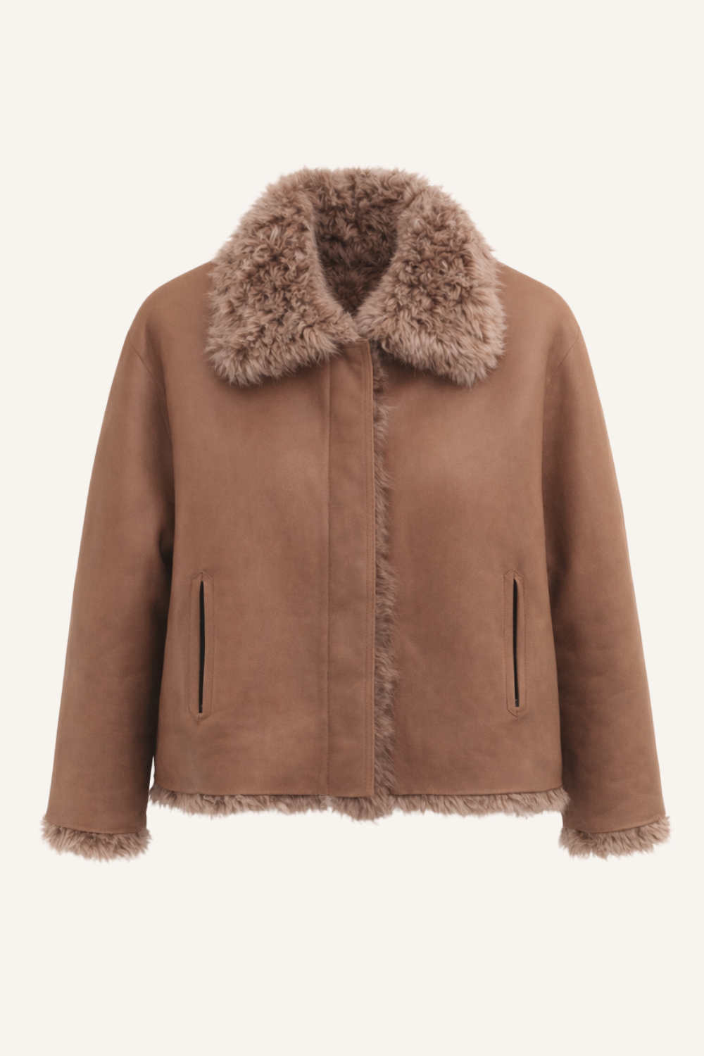 Jacke Pile in Golden aus Lammleder