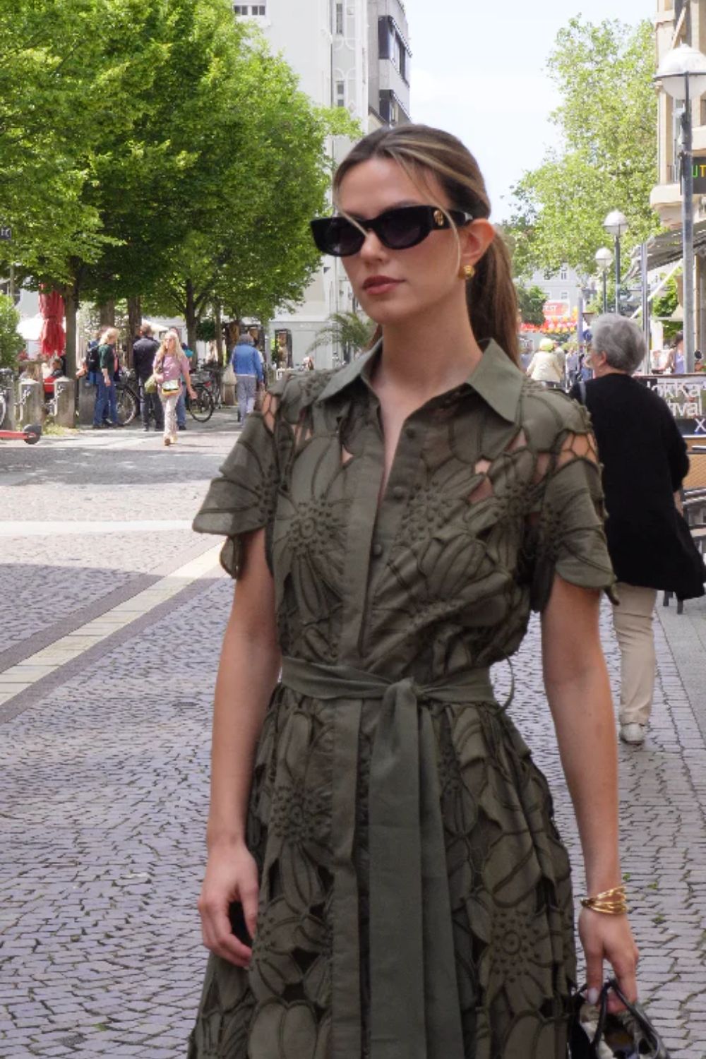 Anafi Maxikleid in Hemdblusenoptik aus Baumwolle