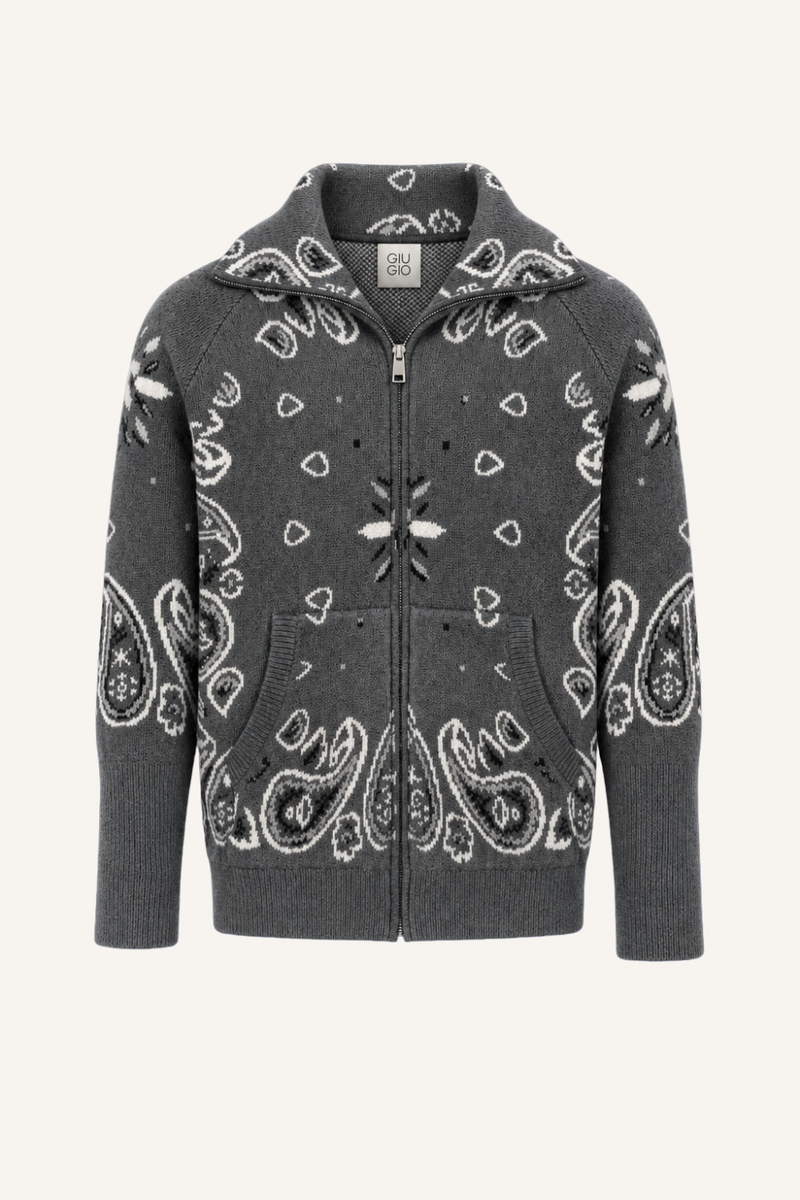 Zipper-Strickjacke Nora in Grau