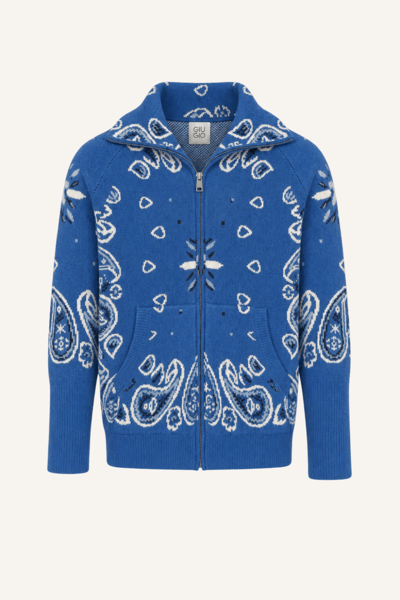 Zipper-Strickjacke Nora in Blau