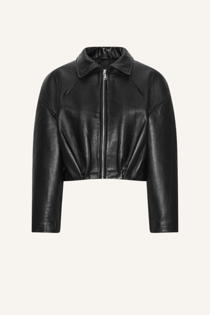 Lederjacke Bonded Boxy in Black